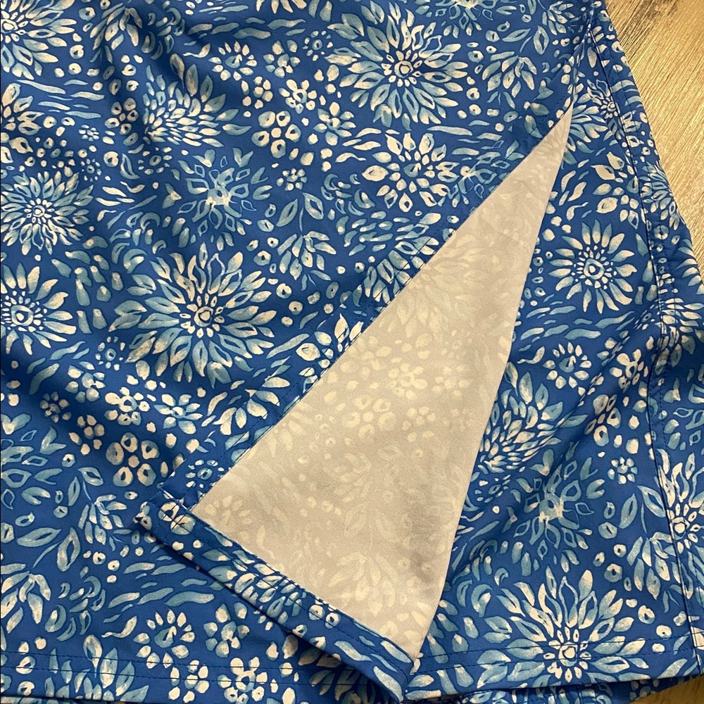 Rip Skirt Size LARGE Blue Floral Print Wrap Resort Vacation Activewear Tropical - Picture 5 of 8